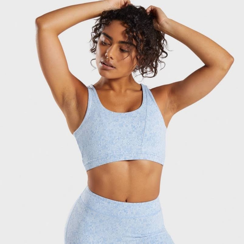 Gymshark Fleur Texture Sports Bra Blue Marl